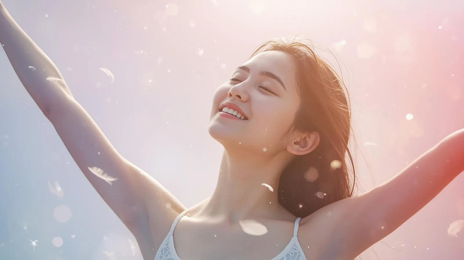 空を見上げる女性